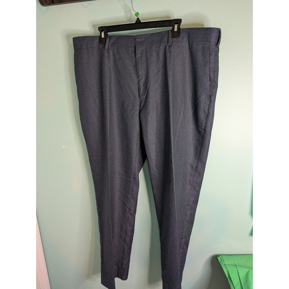 Jack Nicklaus Mens Navy Blue Micro Check Golf Pants Dress Slacks 42x30 Straight